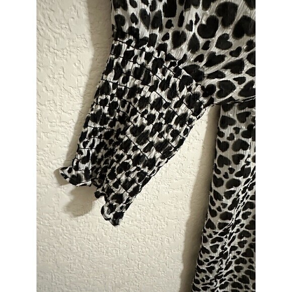 Rachel Zoe Blouse Size Medium Womens Sheer Heart Design High Neck Long Sleeve - Picture 4 of 7